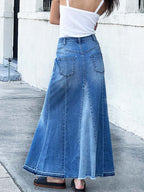 Dames Maxi Rok A-Lijn Stretch Denim 6