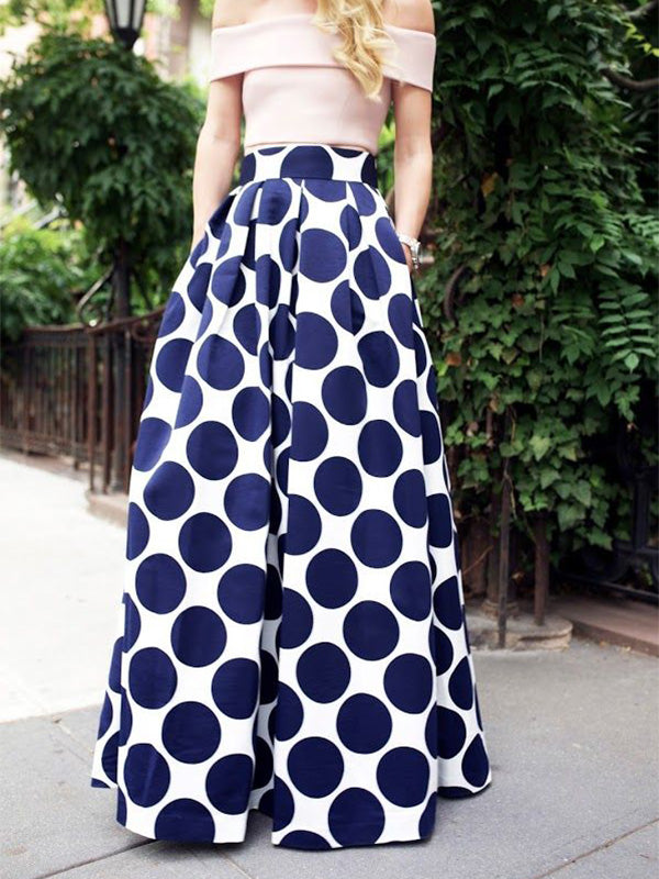 Dames Maxi Rok Hoge Taille Polka Dot Acryl 0