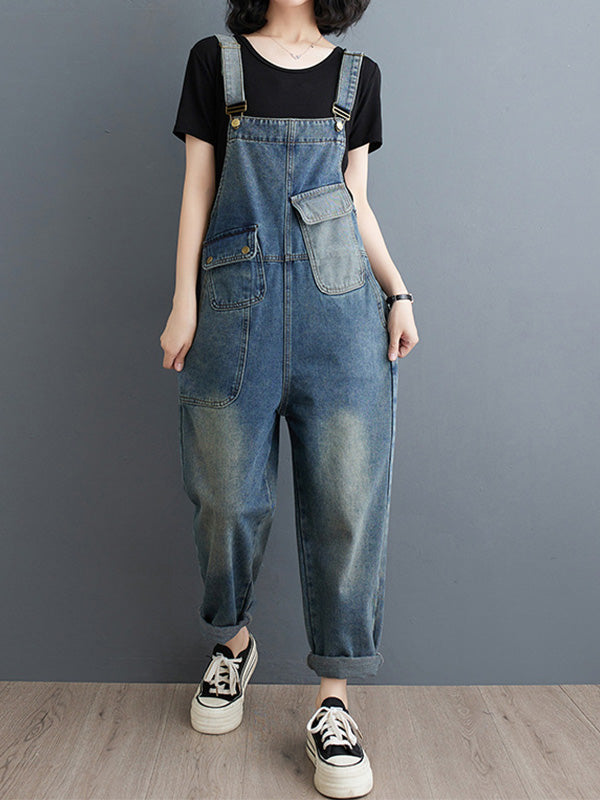 Dames Overall Denim 100% Katoen Relaxed Fit 9