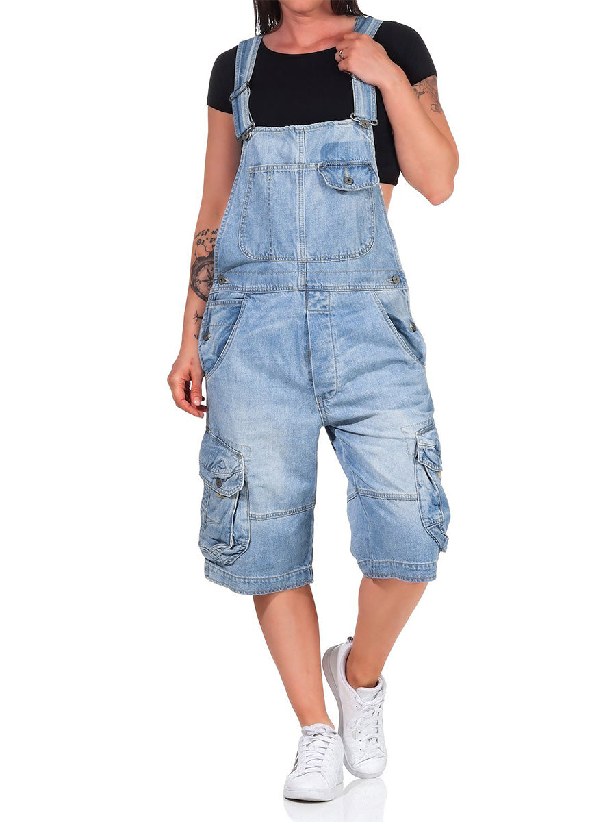 Dames Overall Katoen Denim Cargo Shorts 0