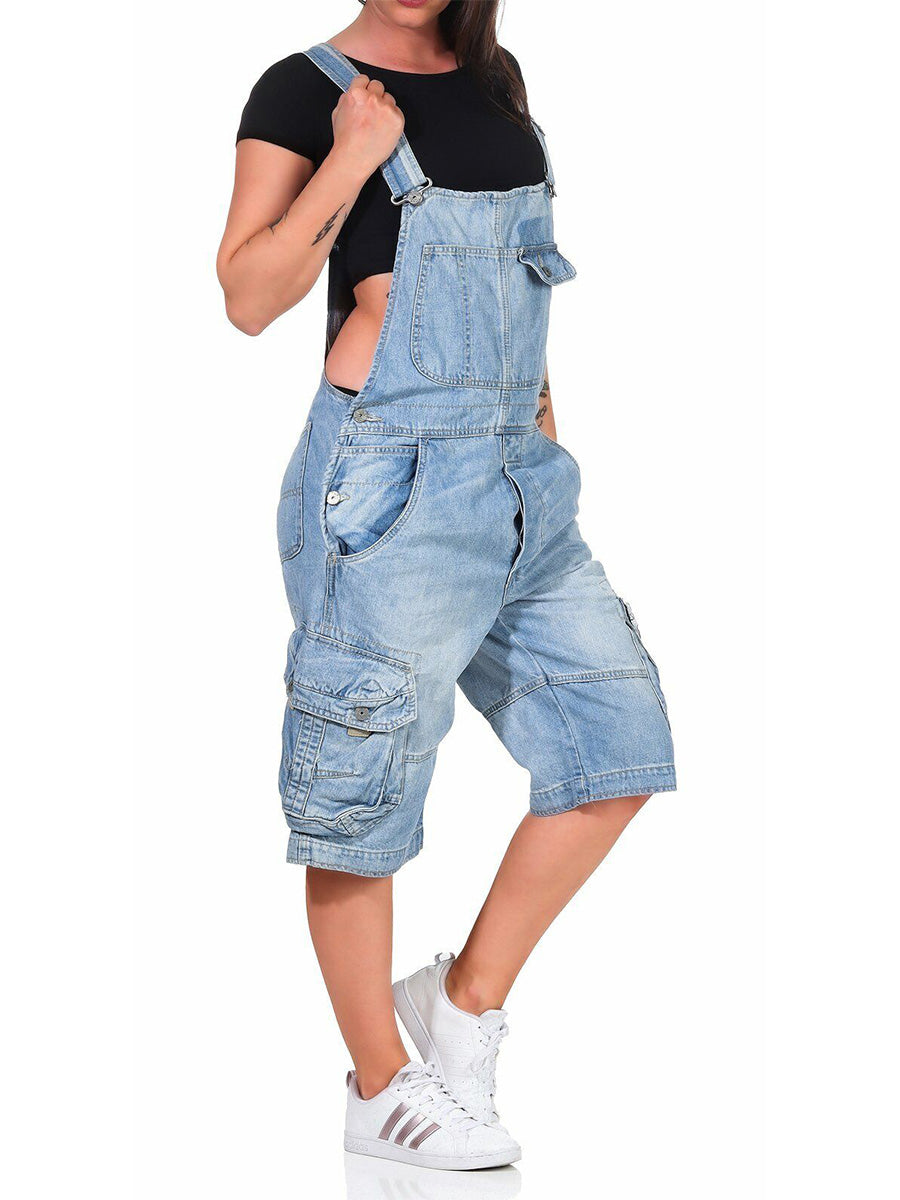 Dames Overall Katoen Denim Cargo Shorts 1