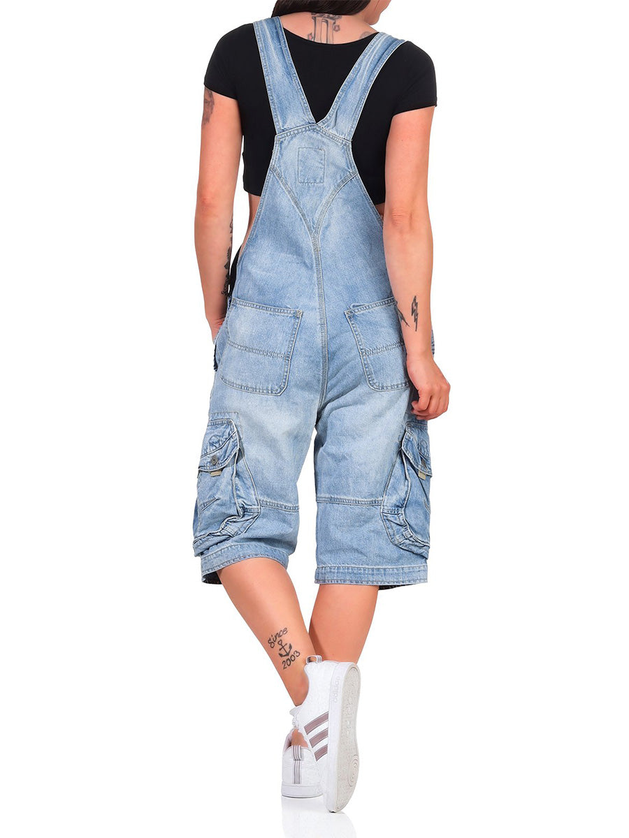 Dames Overall Katoen Denim Cargo Shorts 2