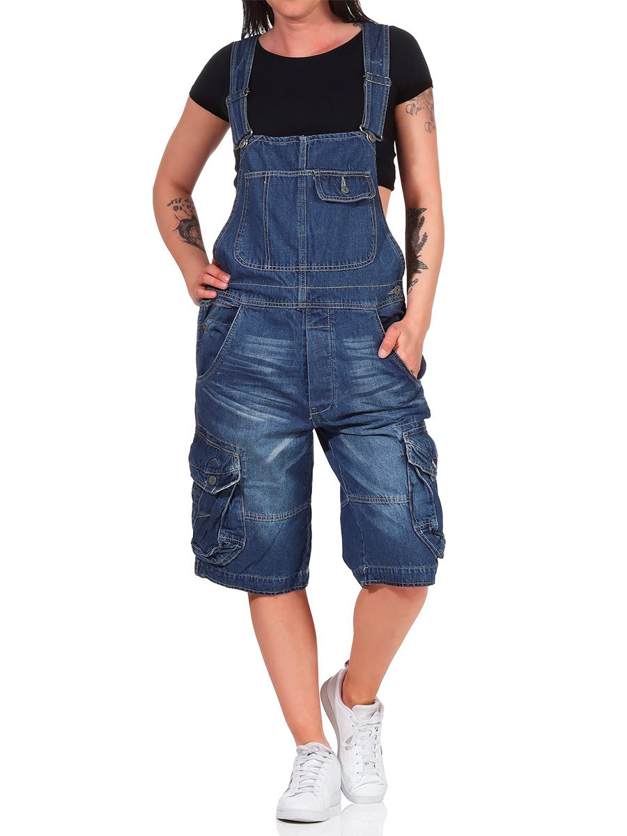 Dames Overall Katoen Denim Cargo Shorts 3