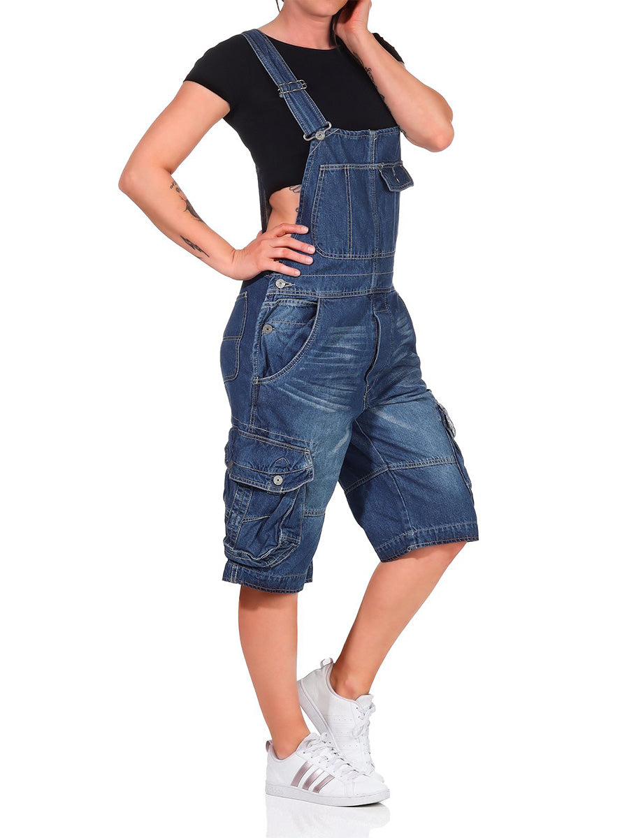 Dames Overall Katoen Denim Cargo Shorts 4