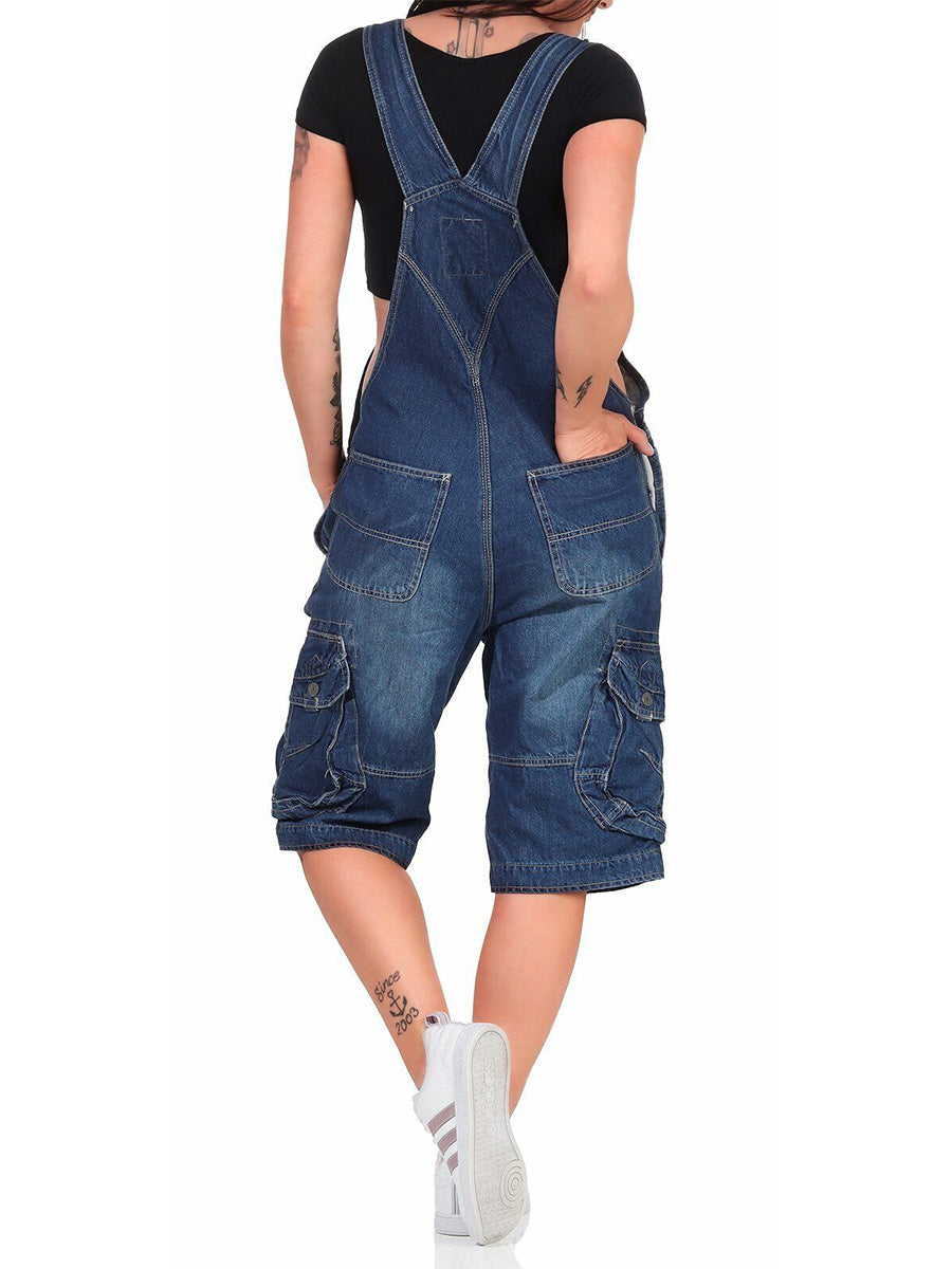 Dames Overall Katoen Denim Cargo Shorts 5