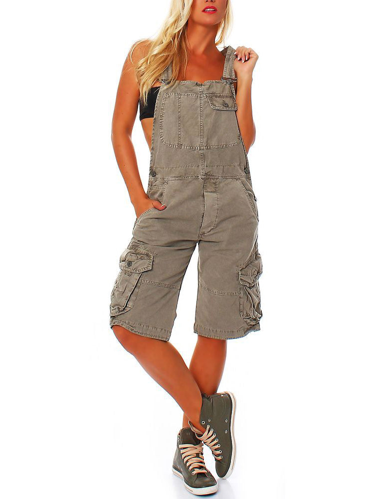 Dames Overall Katoen Denim Cargo Shorts 6