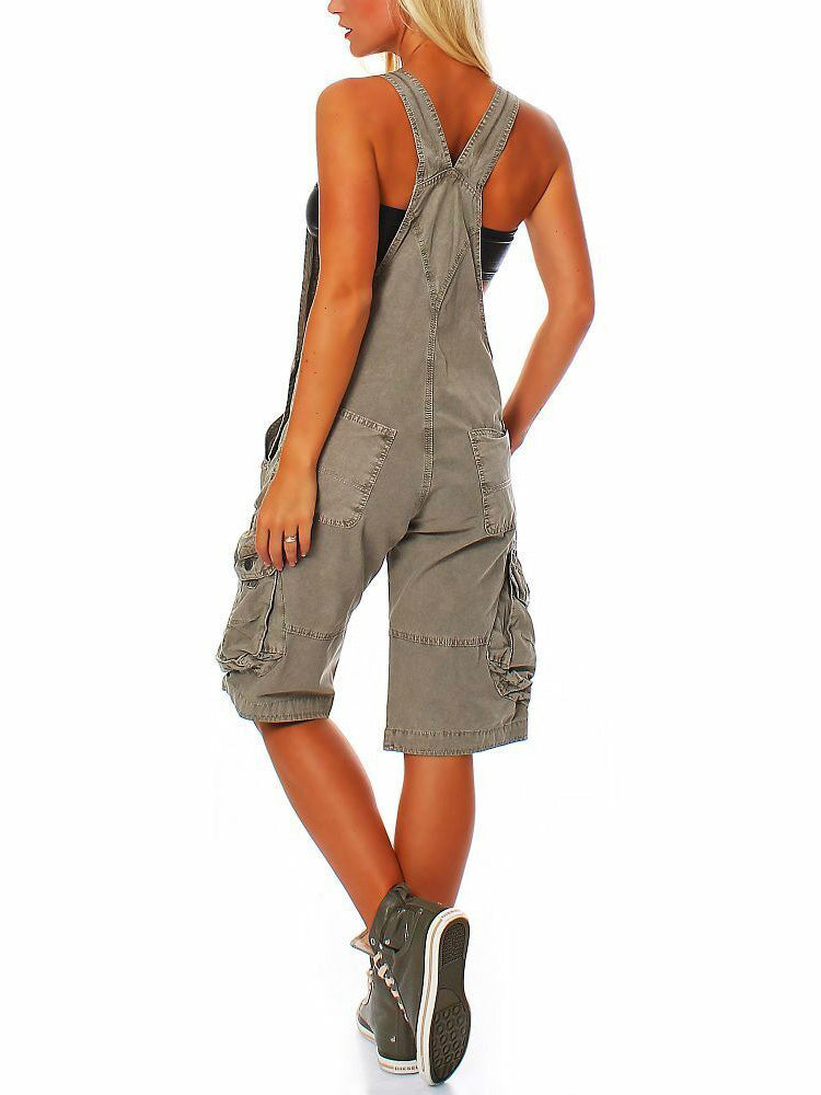 Dames Overall Katoen Denim Cargo Shorts 8