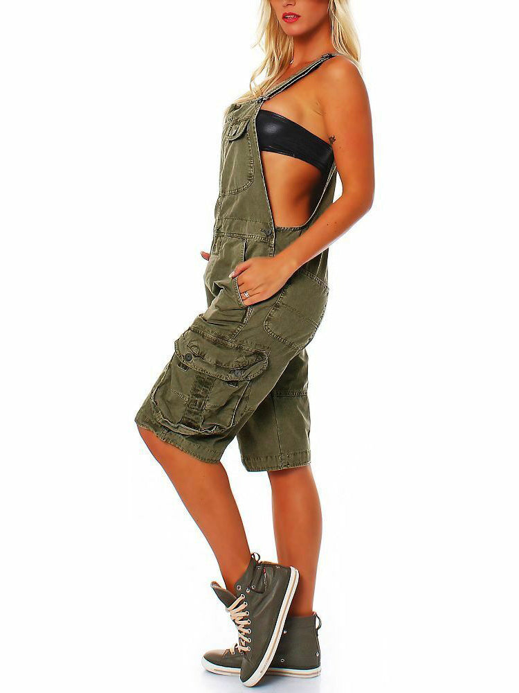 Dames Overall Katoen Denim Cargo Shorts 9