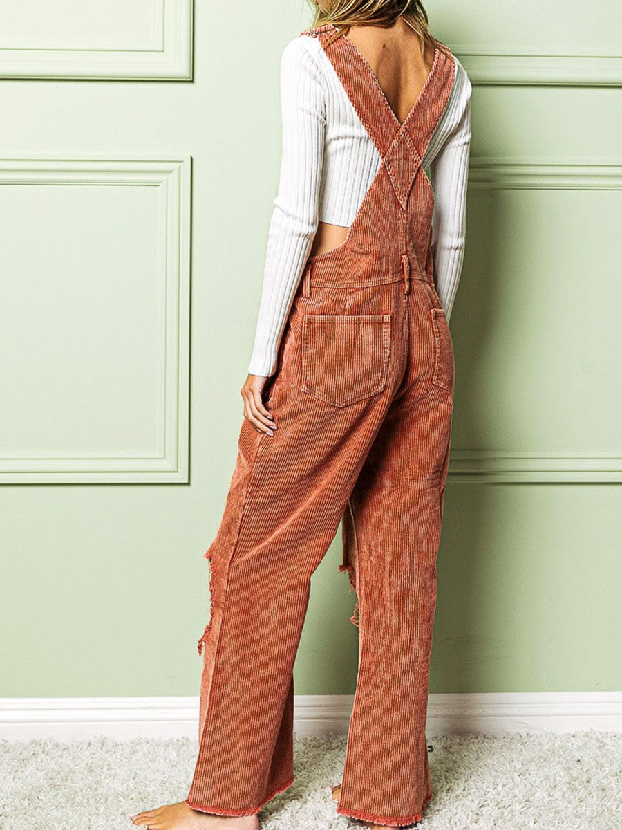 Dames Overall Katoen Vintage Corduroy Relaxed Fit 3