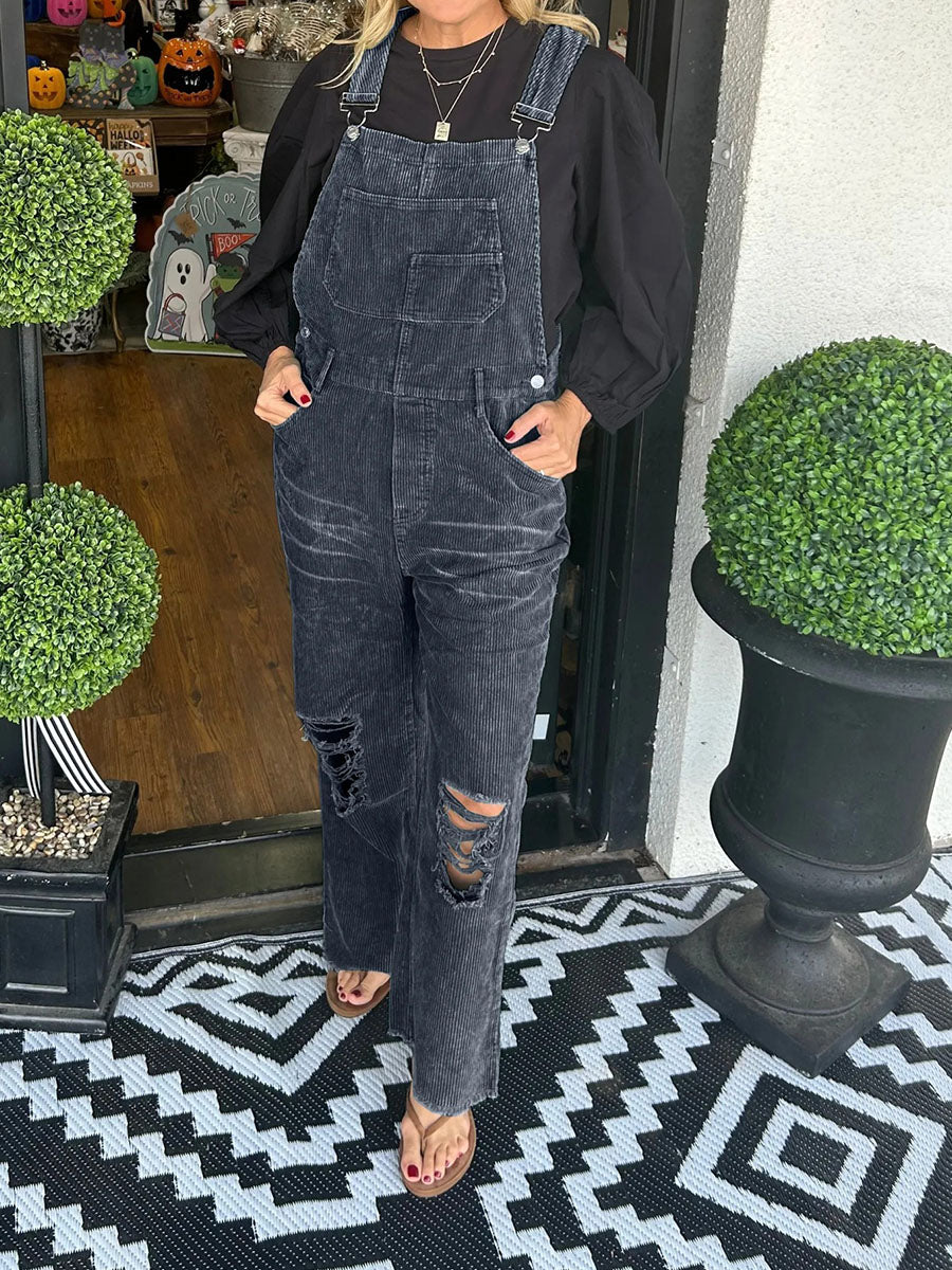 Dames Overall Katoen Vintage Corduroy Relaxed Fit 4
