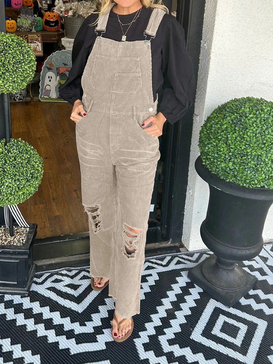 Dames Overall Katoen Vintage Corduroy Relaxed Fit 5