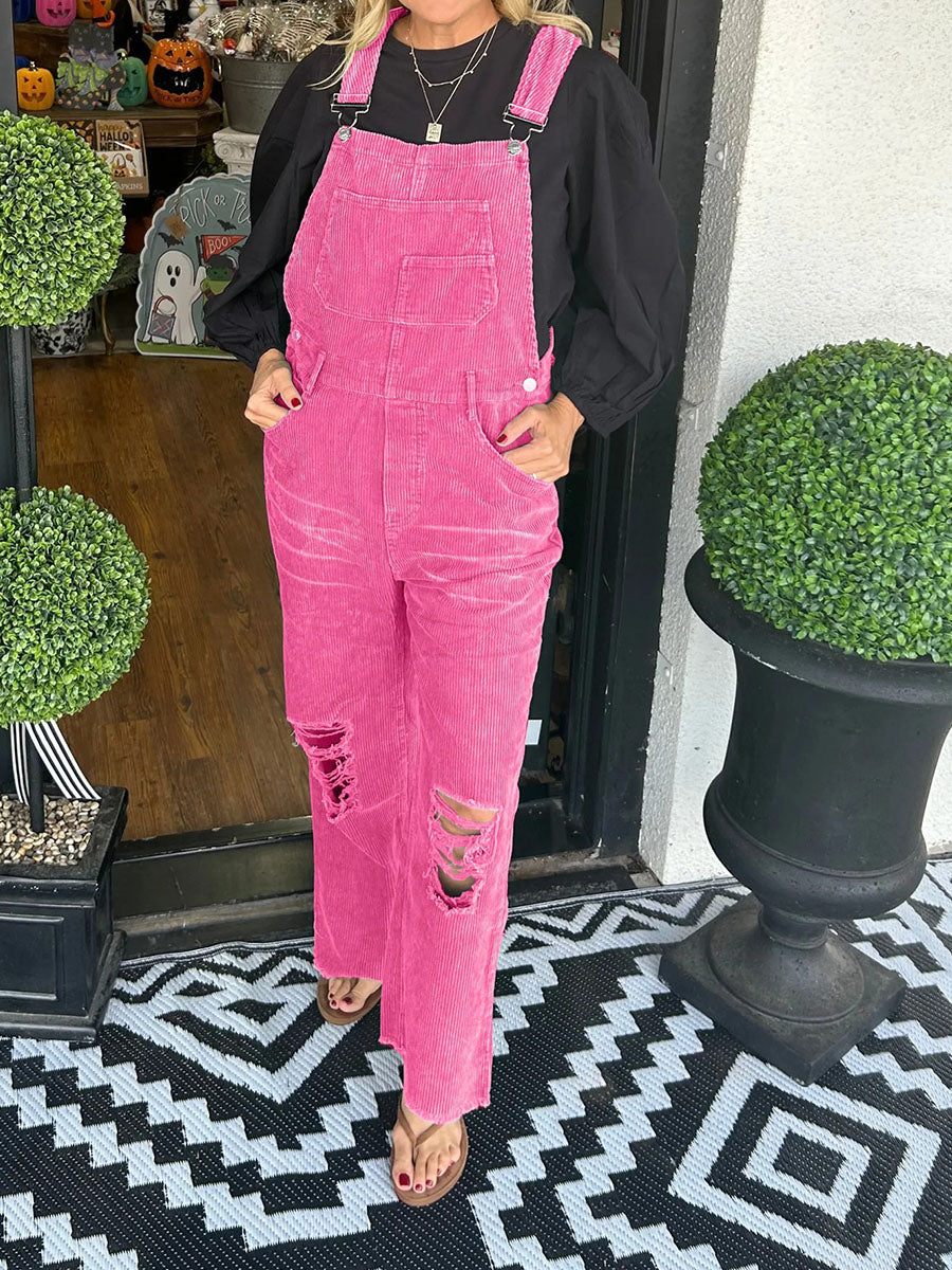 Dames Overall Katoen Vintage Corduroy Relaxed Fit 7