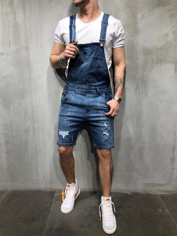 Dames Overall Ripped Denim Katoen met Drop-Crotch Design 0