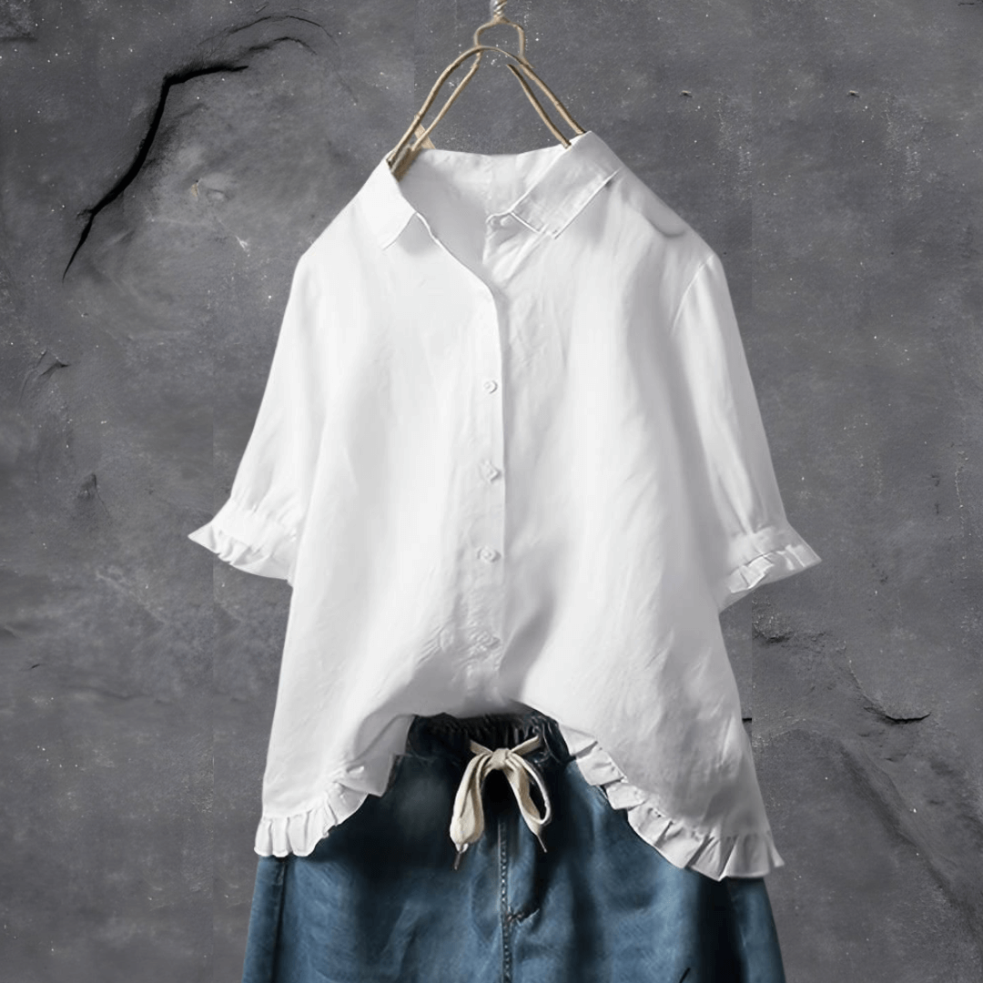 Dames Overhemd Katoen Elegant Fitted Marineblauw 1