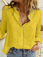 Dames Overhemd Katoenmengsel Ademend Casual Fashion 1