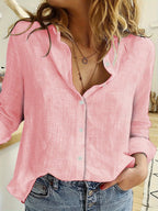 Dames Overhemd Katoenmengsel Ademend Casual Fashion 2
