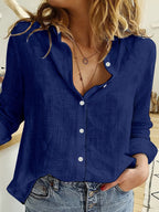 Dames Overhemd Katoenmengsel Ademend Casual Fashion 4