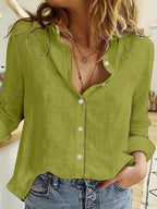 Dames Overhemd Katoenmengsel Ademend Casual Fashion 6