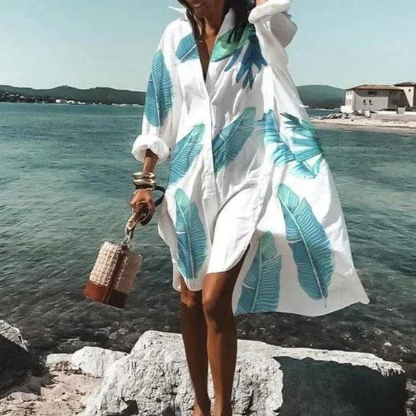 Dames Oversized Jurk Katoen met Lange Mouwen Zomer 1