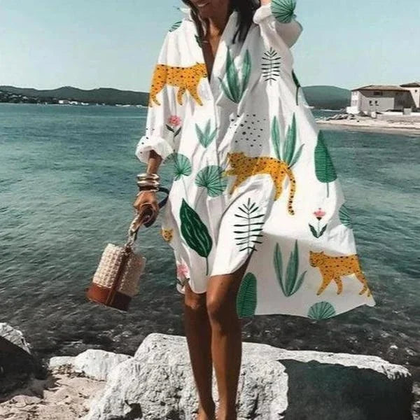 Dames Oversized Jurk Katoen met Lange Mouwen Zomer 7