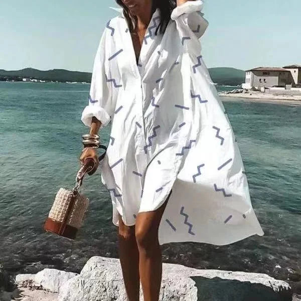 Dames Oversized Jurk Katoen met Lange Mouwen Zomer 8