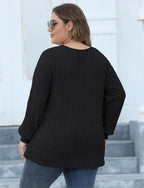 Dames Oversized Top Ribbeltricot Lange Mouwen 7