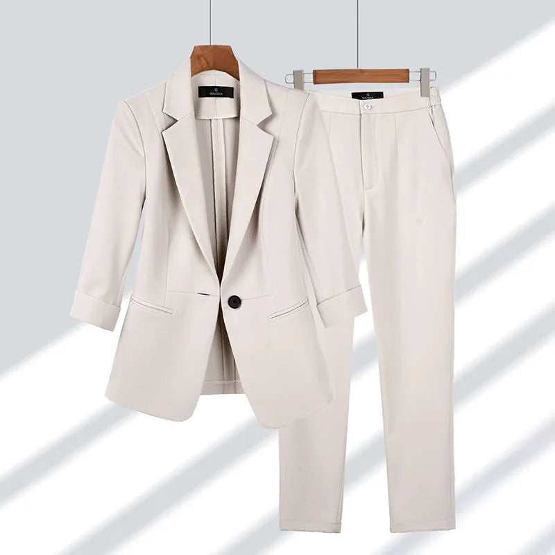 Dames Pak 2 Delig Blazer en Broek Rayon Elastaan 0
