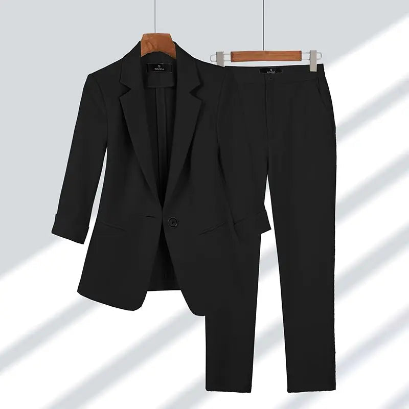 Dames Pak 2 Delig Blazer en Broek Rayon Elastaan 1