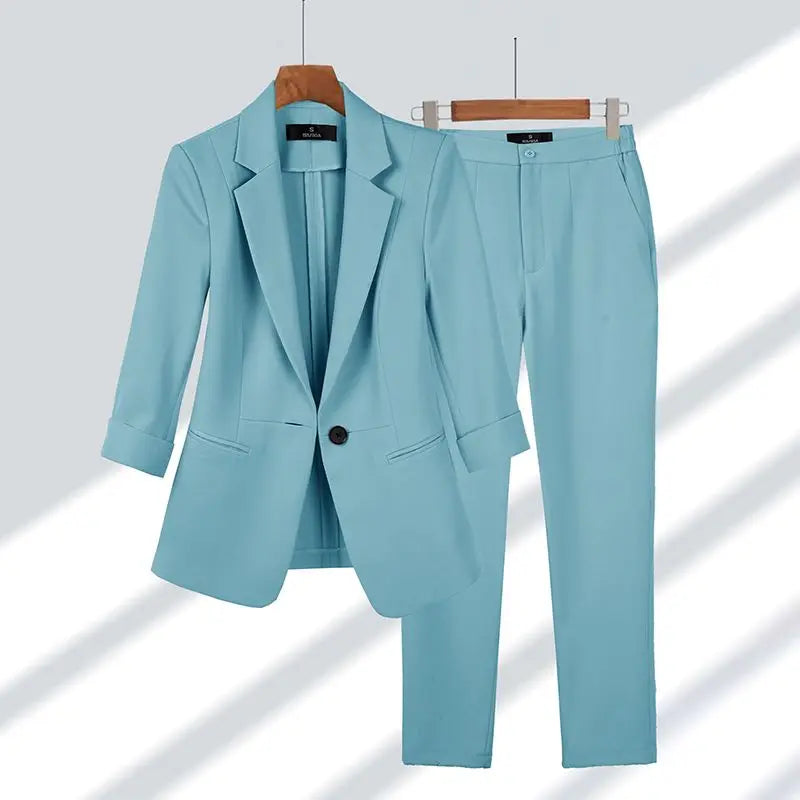 Dames Pak 2 Delig Blazer en Broek Rayon Elastaan 2