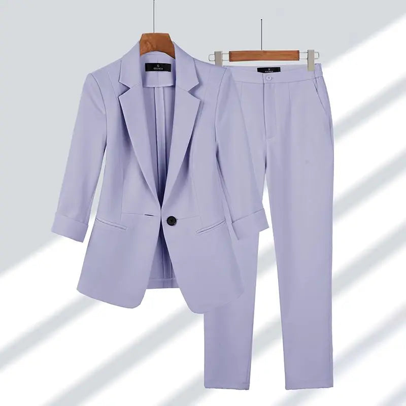 Dames Pak 2 Delig Blazer en Broek Rayon Elastaan 3