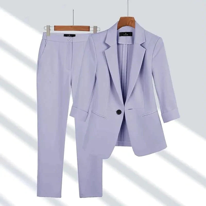Dames Pak 2 Delig Blazer en Broek Rayon Elastaan 4