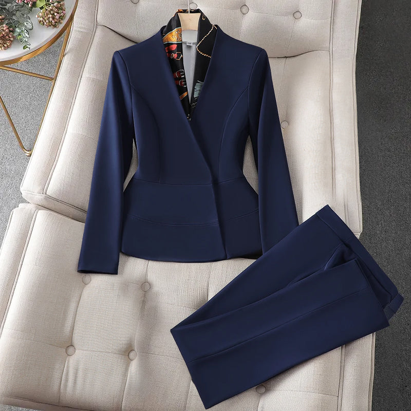 Dames Pak 2 Delig Wolmix Fitted Blazer en Tailored Trousers 0
