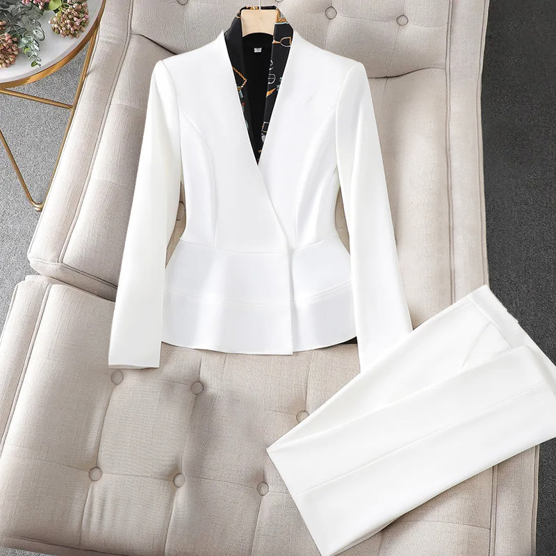 Dames Pak 2 Delig Wolmix Fitted Blazer en Tailored Trousers 1