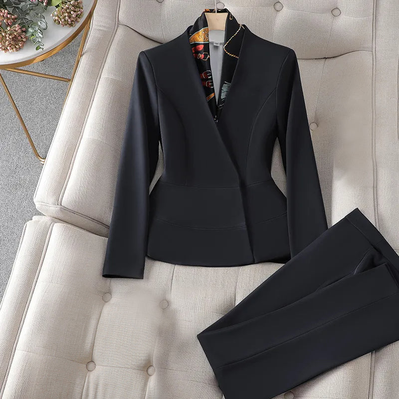 Dames Pak 2 Delig Wolmix Fitted Blazer en Tailored Trousers 2