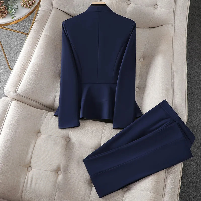 Dames Pak 2 Delig Wolmix Fitted Blazer en Tailored Trousers 3