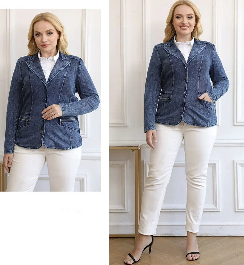 Dames Pak Denim Plus Size Comfortabel 5