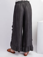 Dames Pantalon Denim Met Riem en Brede Pijpen 6