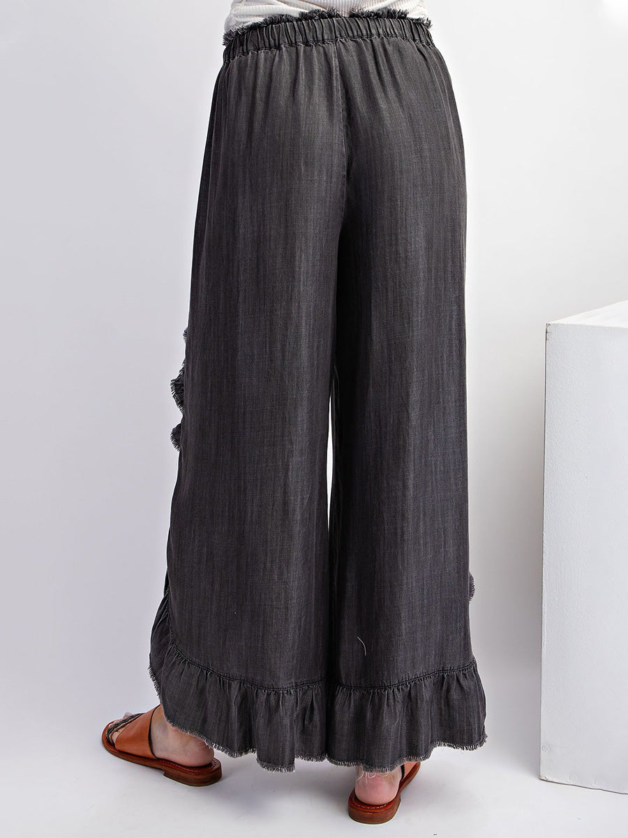 Dames Pantalon Denim Met Riem en Brede Pijpen 6