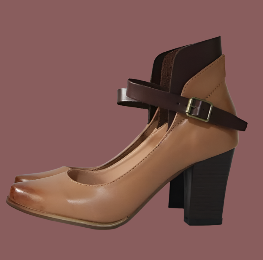 Dames Schoenen Block Heel Kunstleer Met Enkelband 2