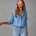 Dames Shirt Denim Relaxed Fit Katoen 1