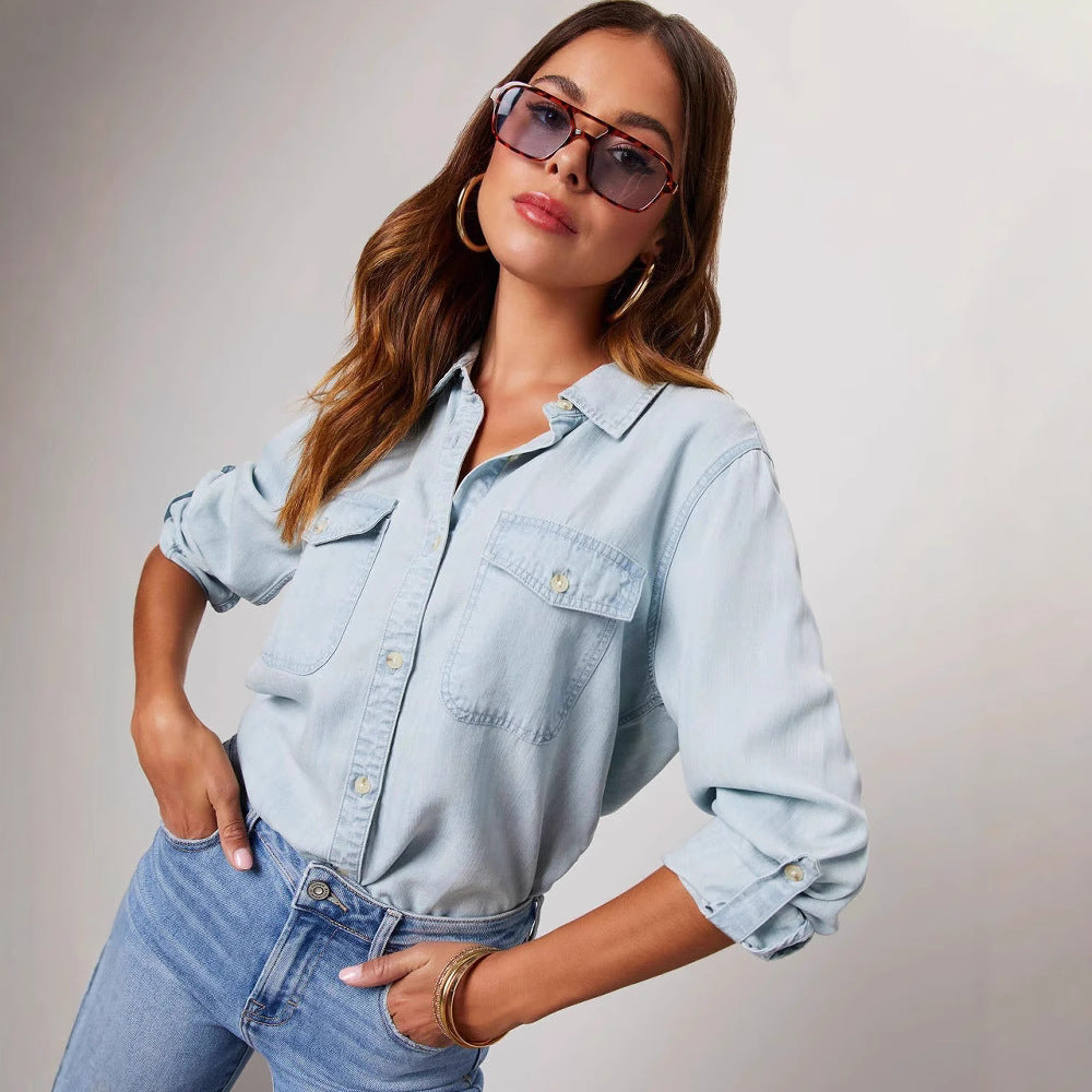 Dames Shirt Denim Relaxed Fit Katoen 2