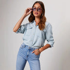 Dames Shirt Denim Relaxed Fit Katoen 3