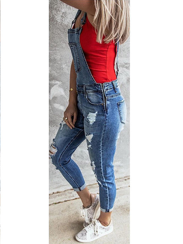 Dames Skinny Overalls Denim Vintage Stijl 2