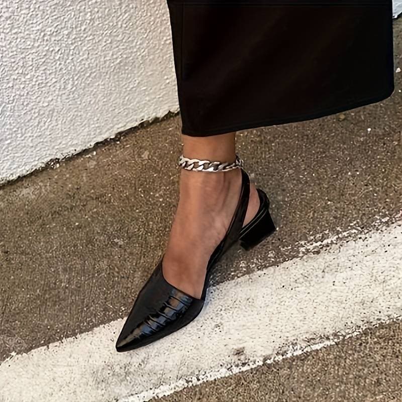 Dames Slingback Hakken PU Leer met Krokodillenembossing 2