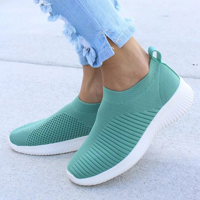 Dames Sneakers Slip-On met Ademend Knit Bovenwerk - Lichtgewicht Schoenen 1