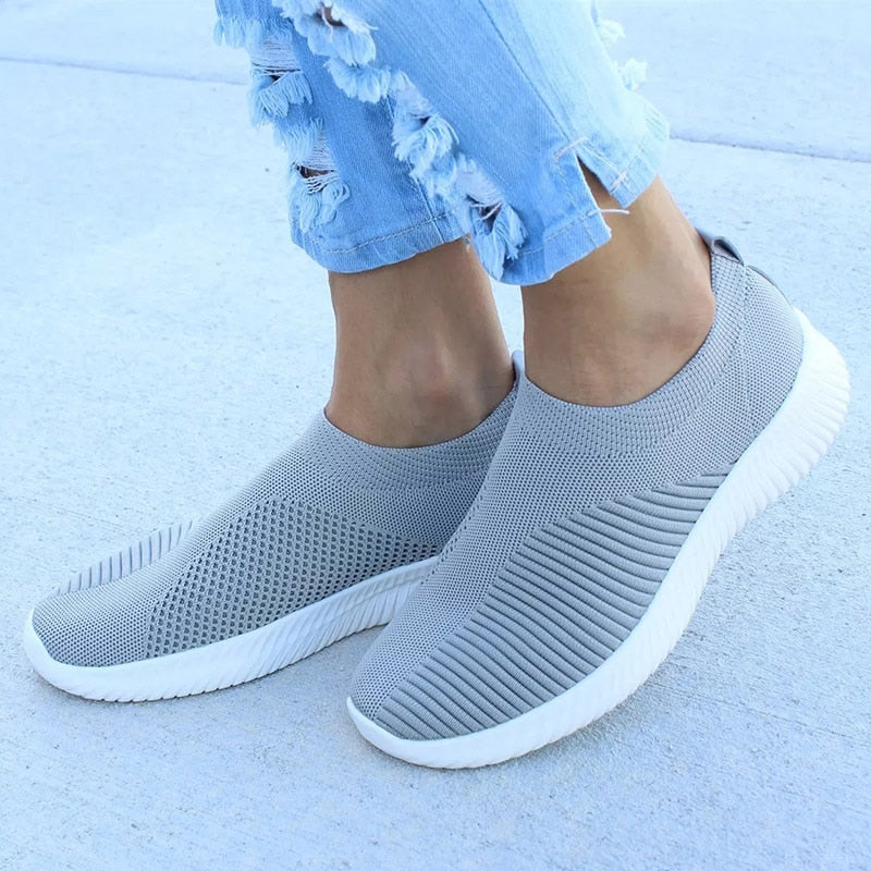 Dames Sneakers Slip-On met Ademend Knit Bovenwerk - Lichtgewicht Schoenen 2