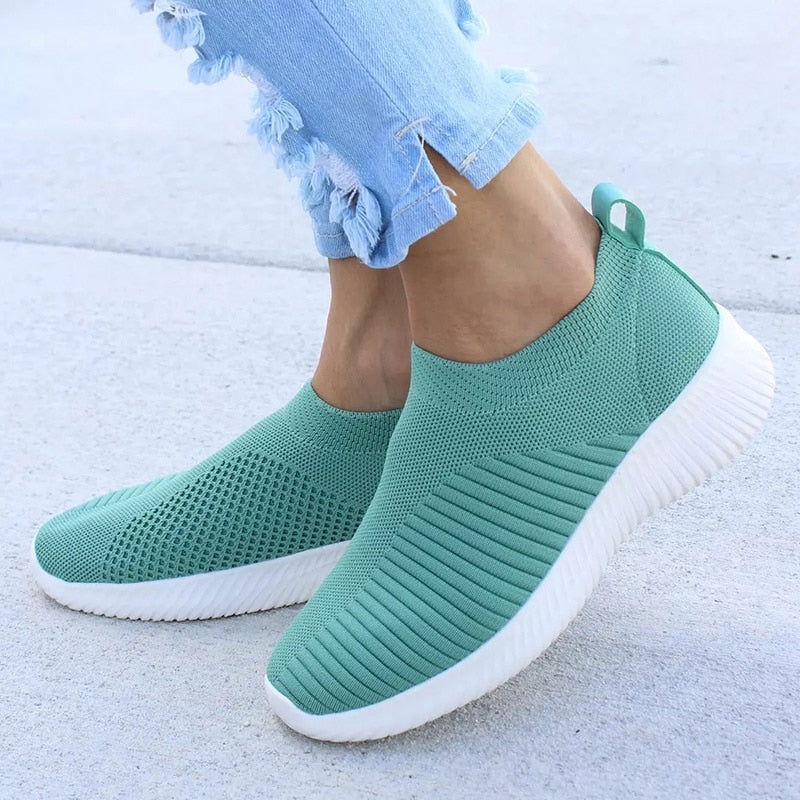 Dames Sneakers Slip-On met Ademend Knit Bovenwerk - Lichtgewicht Schoenen 6