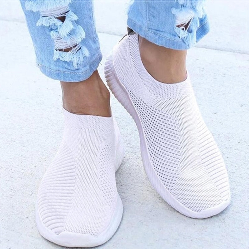 Dames Sneakers Slip-On met Ademend Knit Bovenwerk - Lichtgewicht Schoenen 9