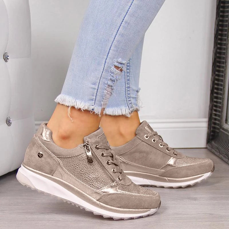 Dames Sneakers met Textuur en Zijrits - Comfortabele Schoenen 1