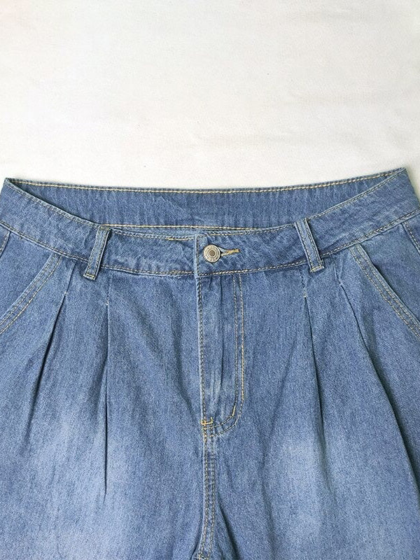 Dames Spijkerbroek Hoge Taille Loose Fit Denim 4